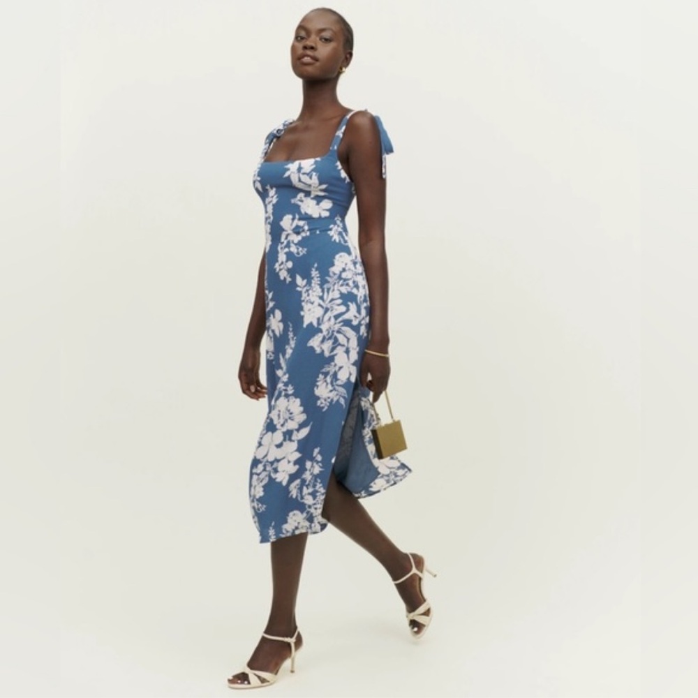 Reformation Besse Cyanotype Dress Midi